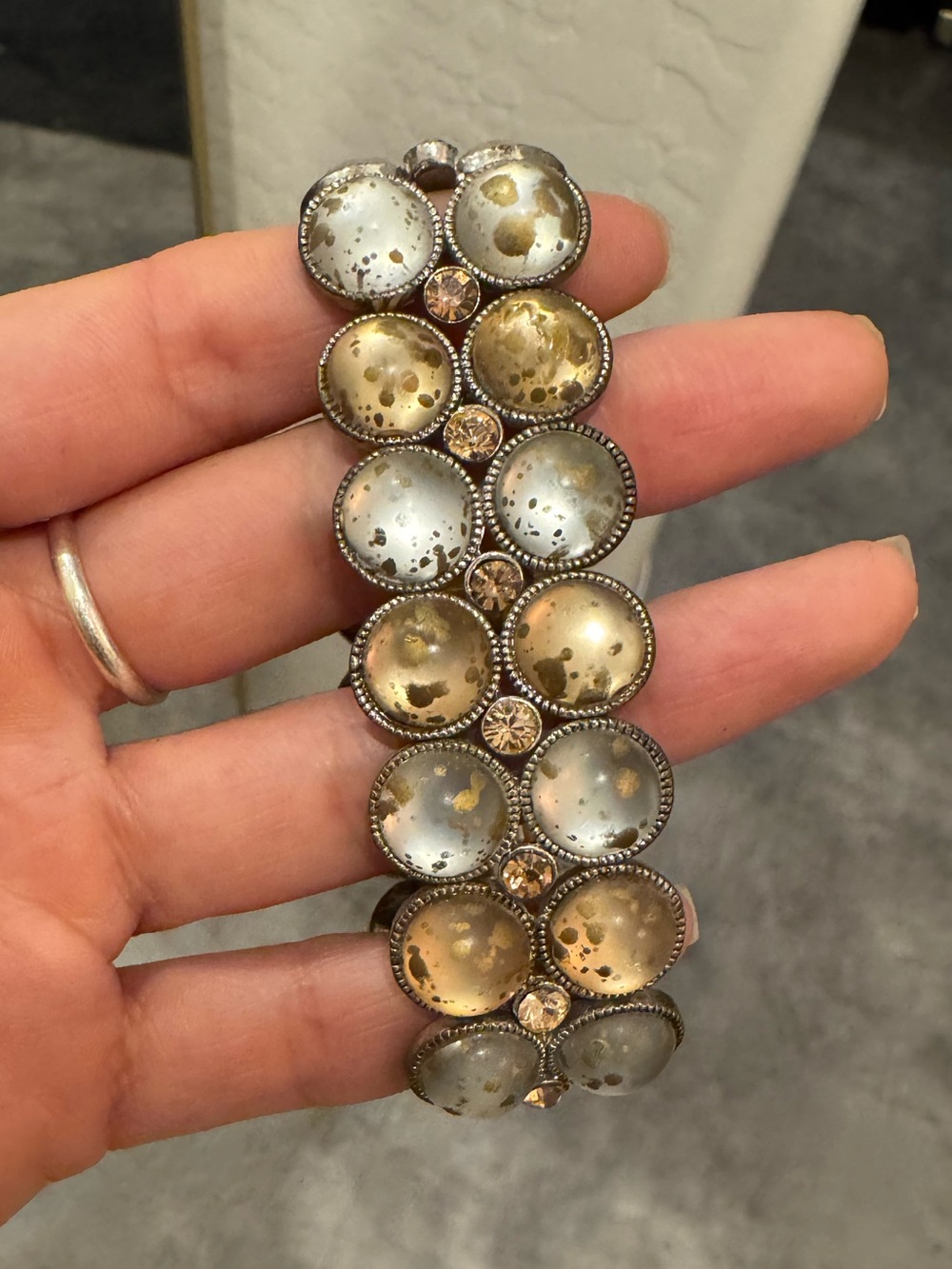 Gold and Silver Dome Link Bracelet - Women's Jewelry